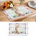 thumbnail image 6 of Easter Cute Bunny Placemats Set of 8 Eggs Spring Daisy Flowers Colorful Striped Place Mats Indoor Wipeable Table Mats Washable Dining Table Placemats for Kitchen Holiday Party Home Decor 13x19 Inch, 6 of 9