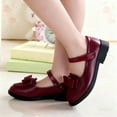 thumbnail image 4 of Owordtank Girls Mary Jane Shoes Kids PU Leather Bowknot Dress Shoes Low Heel School Uniform Party Wedding Flats, 4 of 6