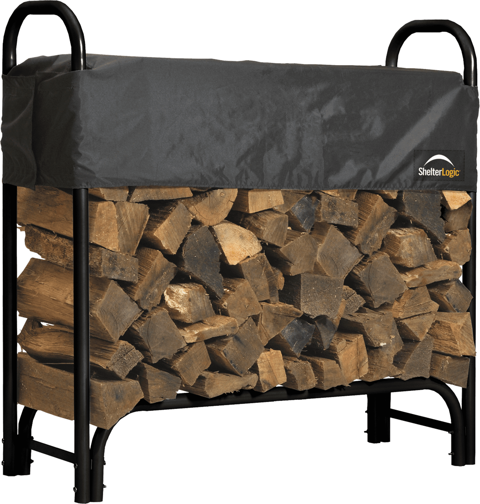 Heavy Duty Firewood Rack with Cover, 4 ft, Fireplace log holder