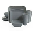 thumbnail image 2 of Gibson Home Ensemble de Vaisselle Carré 16 Pcs Assiettes, Bols et Tasses, Gris (Lot de 3), 2 of 7