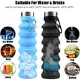 thumbnail image 4 of Collapsible Water Bottle, Reuseable Bpa Free Silicone Foldable Water Bottle For Travel Gym Camping Hiking, With Carabiner, 4 of 5