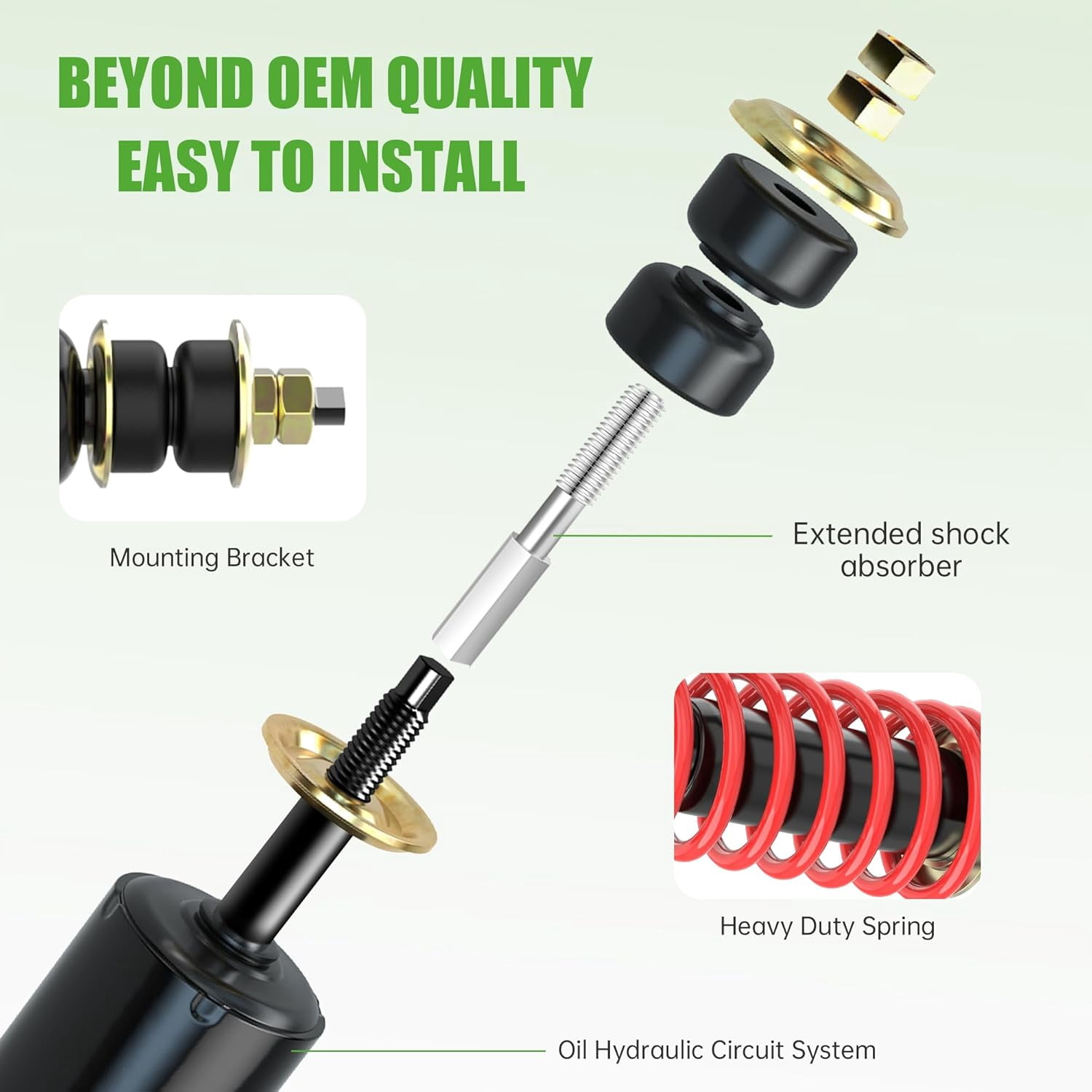 10L0L Golf Cart Front /Rear Shock Absorber Heavy Duty Coil Over Shocks for EZGO TXT Medalist 1994-up 76418-G01, 70928-G01, 70630-G01, 2pcs
