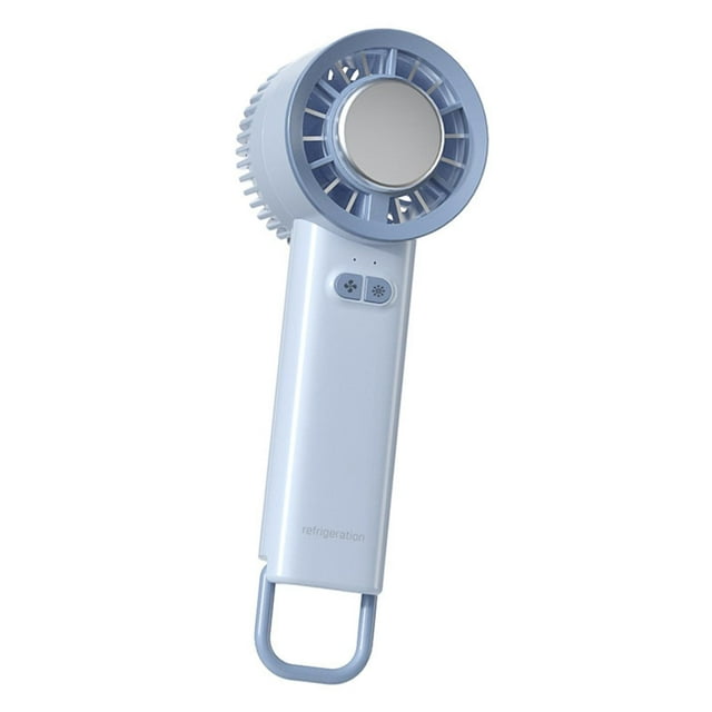 Ventilador portátil de mano, ventilador de bolsillo, silencioso, mini ventilador de velocidad ajustable, soporte plegable. azul