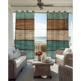 thumbnail image 4 of Teal Turquoise Blackout Curtains 84 Inches Long for Bedroom, Retro Farmhouse Wood Grain Brown Thermal Insulated Room Darkening Black Out Window Curtain Panels Grommet Drapes for Living Room, 4 of 8