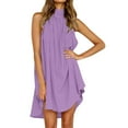 thumbnail image 1 of Ketyyh-chn99 Chemises Habillées pour Femmes Robe Soleil Robes pour Femmes Robe Droite Unie pour les Vacances Robe à Enfiler Robe de Plage Violet,TG, 1 of 5