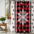 thumbnail image 3 of Christmas Snowflake Shower Curtains for Bathroom, Black Red Buffalo Plaid Winter Snow Waterproof Fabric Shower Curtain for Bathroom Bathtub Decoration, Machine Washable, 60"x72", 3 of 9