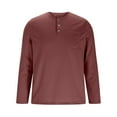 thumbnail image 5 of GuangCheng Mens Henley Shirts,Long Sleeve Casual Tee,with Chest Pockets,Comfort,Loose Fit,Pullover Tops,Red,Size S, 5 of 5