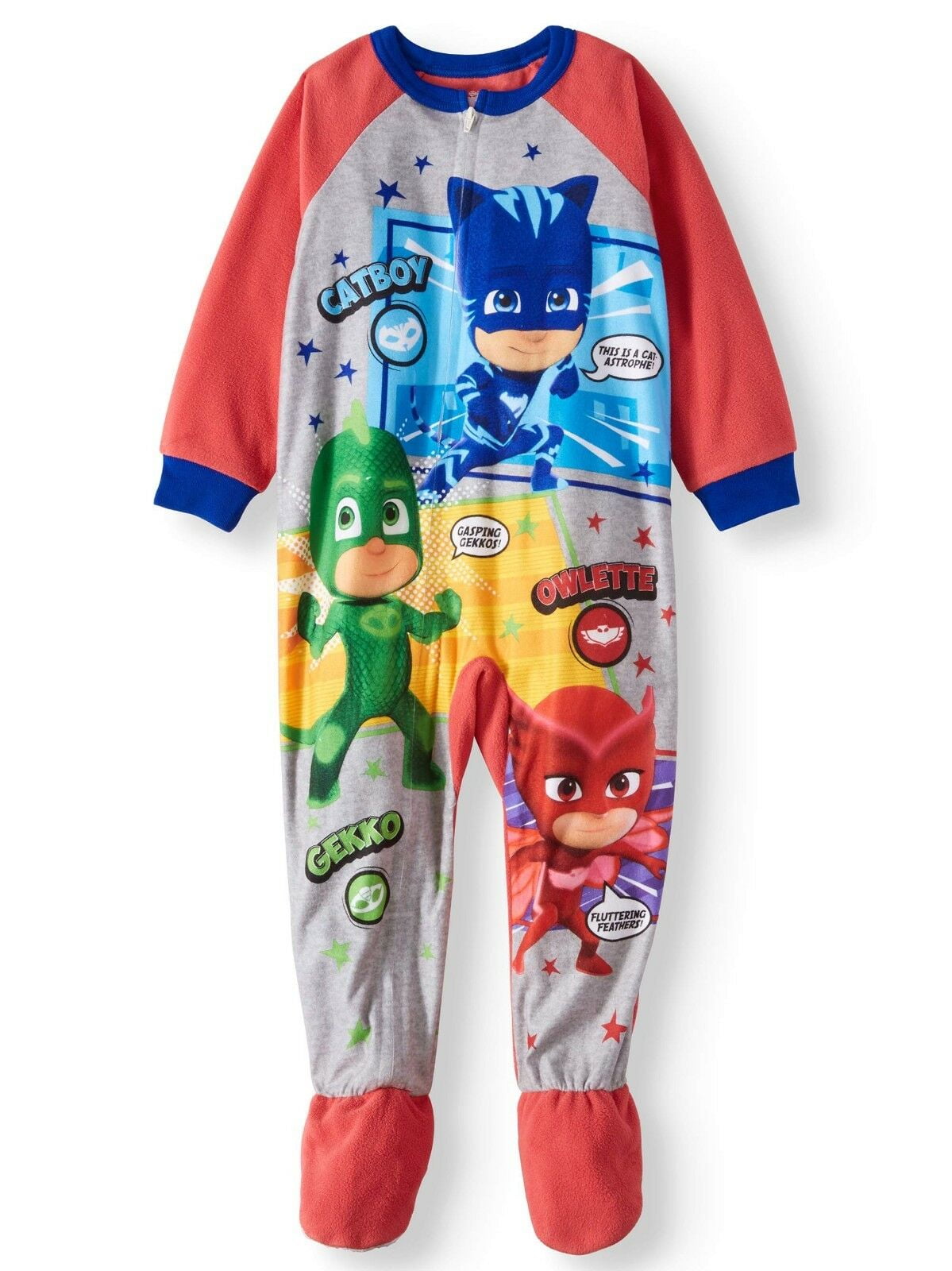 Boys Toddler 2T PJ Masks Fleece Footed Blanket Pajama Sleeper Blue 