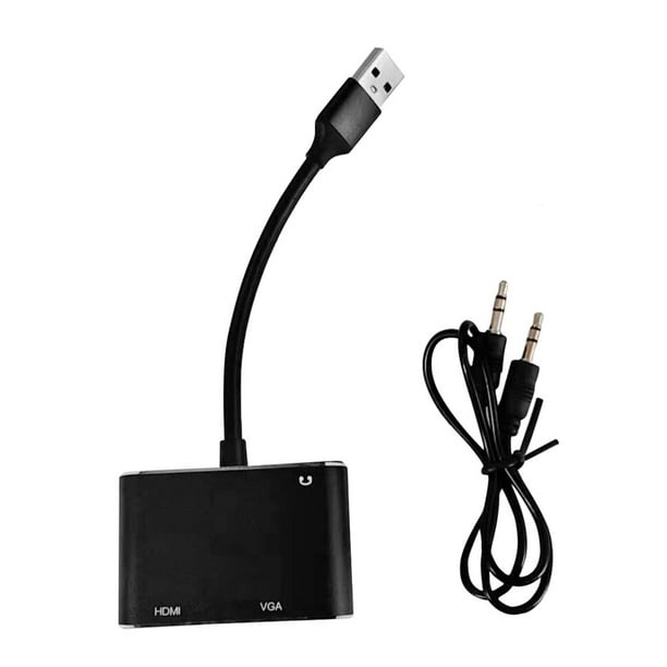 Adaptador USB a VGA 3 en 1 FLhrweasw compatible con HDMI USB C 3.0 para PC Laptop TV