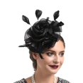 thumbnail image 2 of Faux Plume Mini Chapeau Fascinator Fil Net Fleur Forme Solide Couleur Cocktail Coiffure Accessoires, 2 of 8