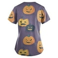 thumbnail image 3 of Holiday Scrubs Tops For Women，Plus Size Women'S Halloween Pumpkin-Headed Bat Printed Scrub Tops V-Neck Fun T Shirts Nurse Uniform Tee With Pockets，Purple，S, 3 of 3