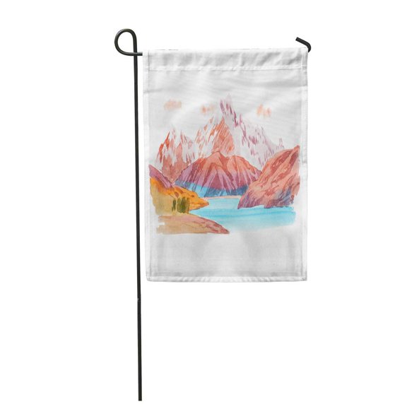 SIDONKU Red Nepal Natural Landscape Mountains and River Watercolor Paint Garden Flag Decorative Flag House Banner 12x18 inch