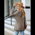 thumbnail image 4 of Blusas de Otoño para Mujer, con Escote en V, Encaje, Larga, Holgadas, con Ribete de Bloques de Color, Moda 2025 Color Café L, 4 of 10
