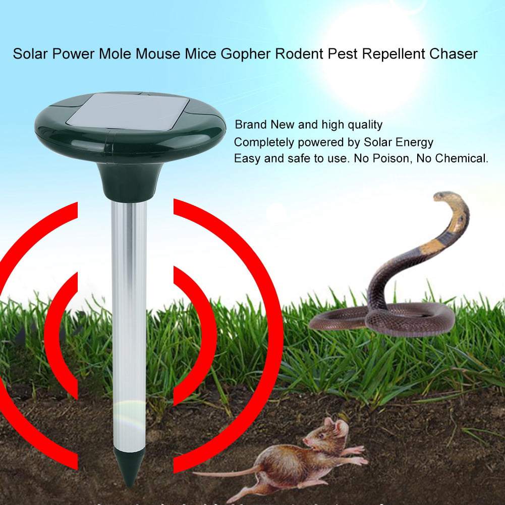 Ultrasonic Sonic Yard Solar Power Mouse Mice Mole Insect Pest Rodent Repeller 