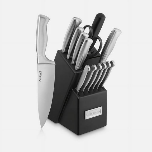 Cuisinart Stainless Steel Hollow Handle 15-Piece Knife Block Set with Acacia Wood