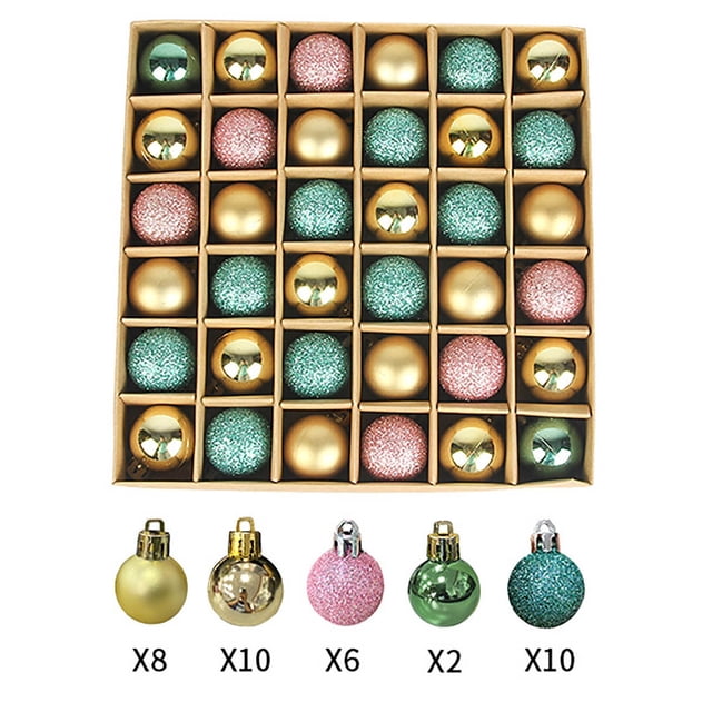 Ganfancp Decoraciones de Navidad, Colgantes de Árbol de Navidad, Bolas de Navidad, Bolas de Colores Brillantes (3Cm/36Pcs) Ofertas Del Día Caja de Bolas de Navidad (36)