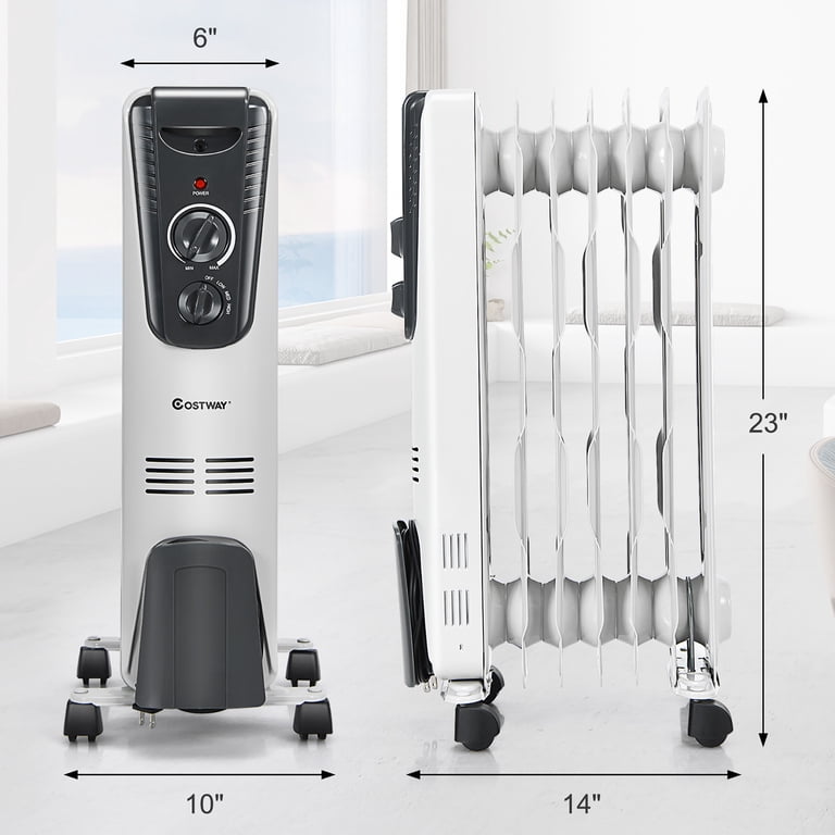 Costway 1500W Electric Oil Filled Radiator Space Heater 5.7 Fin Thermostat  Room Radiant - Walmart.com