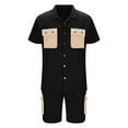 thumbnail image 4 of VBTAPA Men's 2 Piece Outfits Color Block Fashion Casual Tracksuit Short Sleeve Cotton Shirt and Shorts Set Summer Hipster Streetwear Limited Time Sales Black XL, 4 of 7