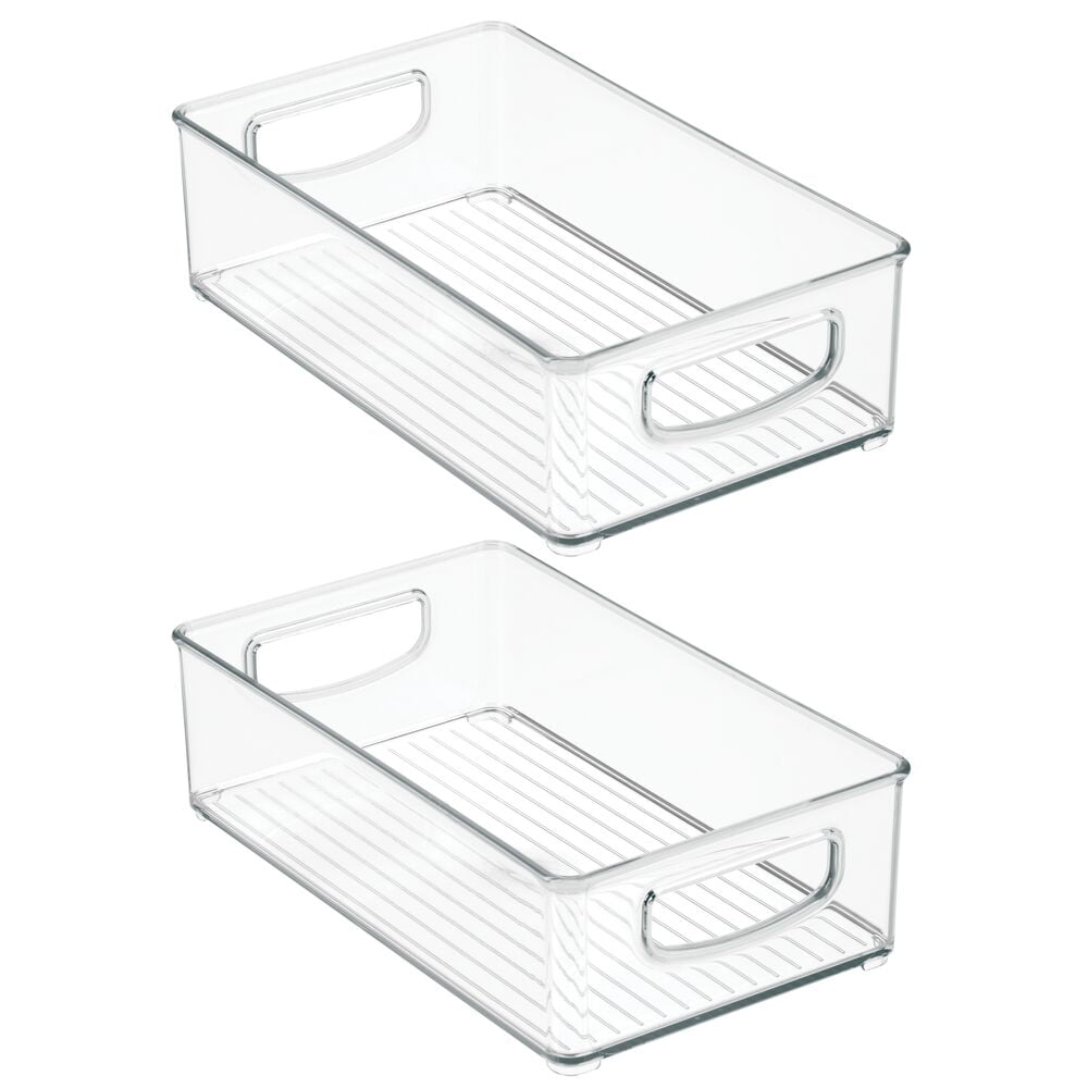 mDesign Small Plastic Kitchen Storage Container Bin with Handles