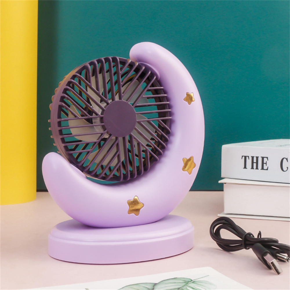 Saekor Desktop Fan with 5 Fan Blades 2 Wind Speed USB Rechargeable Mini