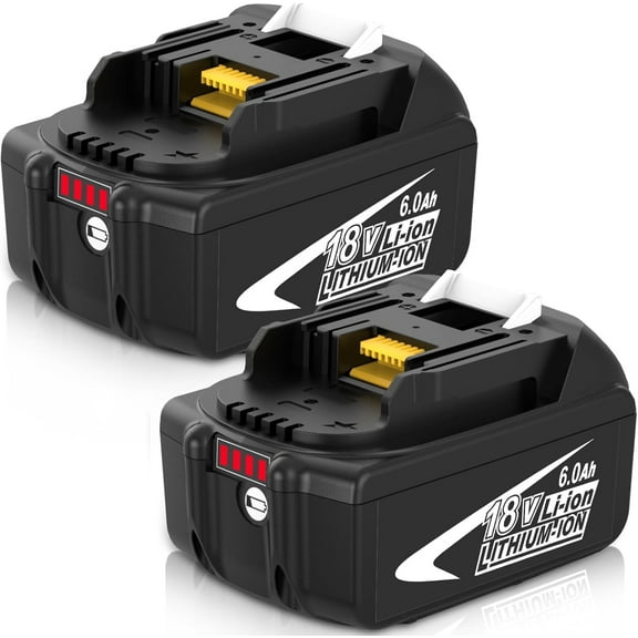 2Pack BL1860B Replacement Battery for Makita 18V Battery 6.0Ah Lithium Compatible with Makita 18 Volt BL1850B BL1840B BL1830B BL1835 BL1840 LXT400 with LED Indicator Cordless Tool