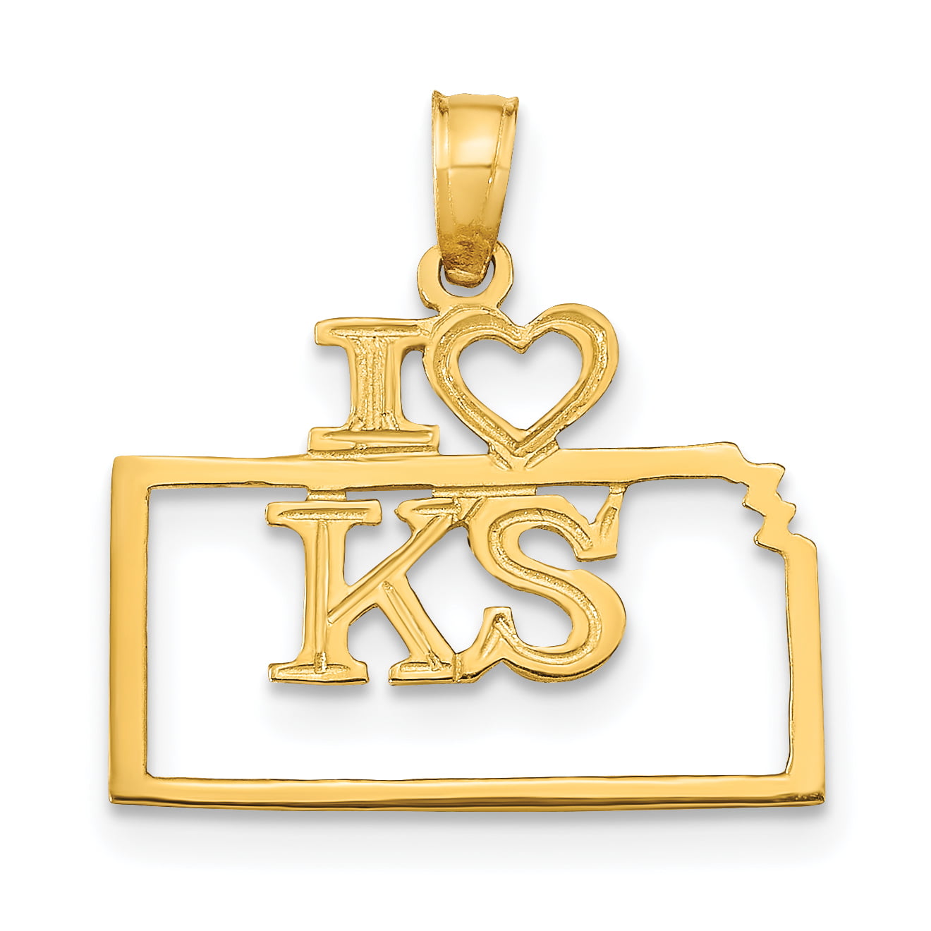 Carat in Karats 14K Yellow Gold Solid Louisiana State Pendant Charm (25mm x 18mm) with 14K Yellow Gold Lightweight Rope Chain Necklace 16'', Adult