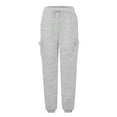 thumbnail image 4 of Womens Cargo Sweatpants Oversized Fleece Joggers Fall Fashion Outfits Y2k Clothes 2024 with Pockets 06-Light Gray L, 4 of 5