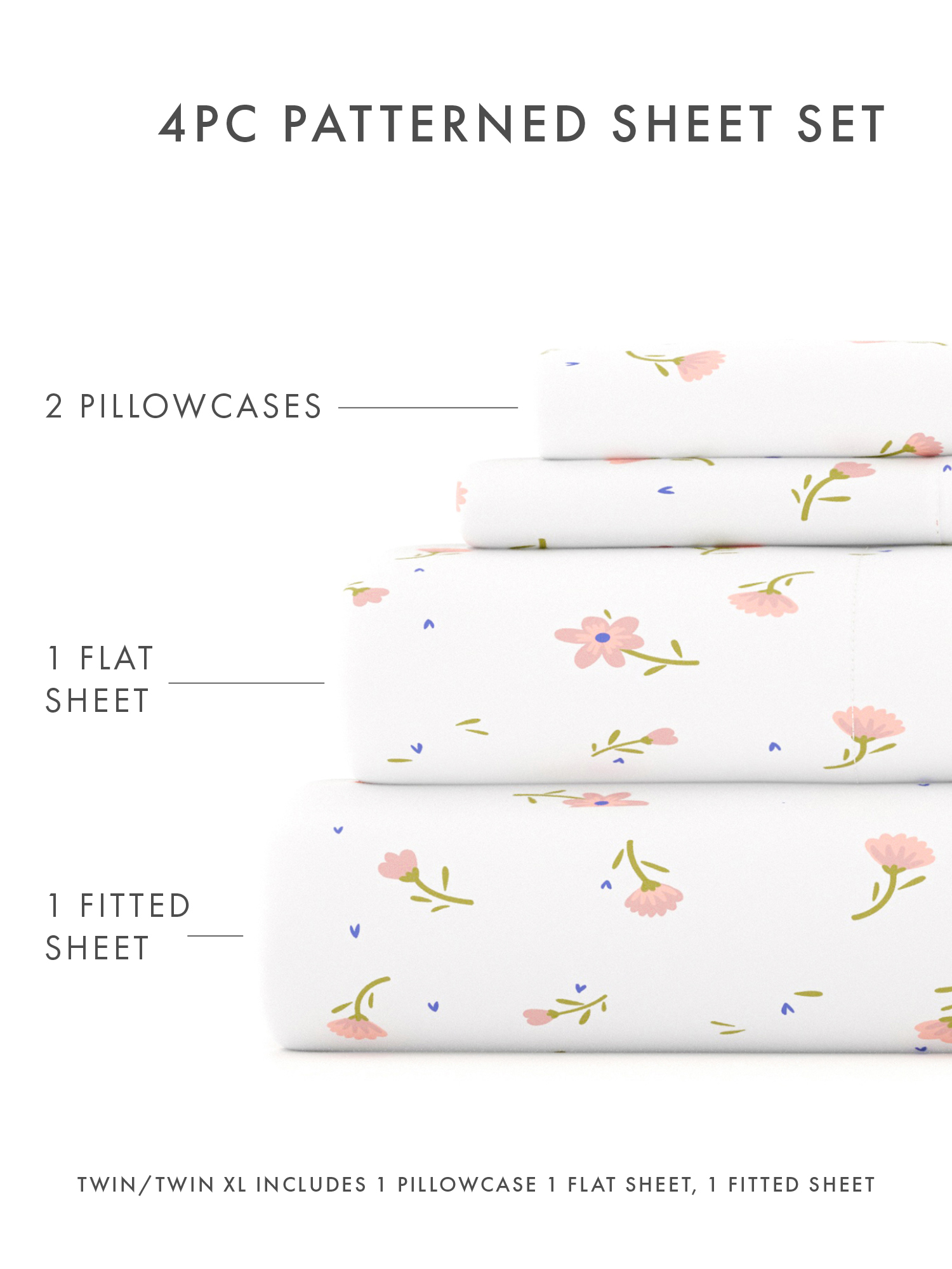 Comfort Canopy Farmhouse Floral Queen Sheet Set, Pink photo 3