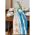 thumbnail image 3 of Table Runner Coastal Beach Starfish Table Decoration for Kitchen Dinning Watercolor Blue Wave Table Decoration for Indoor Outdoor Party Wedding Decor 13x90inch, 3 of 7