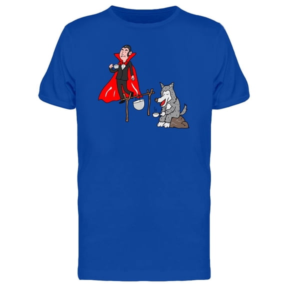 Vampire & Werewolf Funny Camp T-Shirt Men -Image by Shutterstock, Male Medium