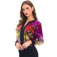 thumbnail image 3 of Chaquetas de lentejuelas para mujer Chaquetas de bombardero brillantes Cuello en V Manga larga Abanopi Abrigo de mujer, 3 of 5
