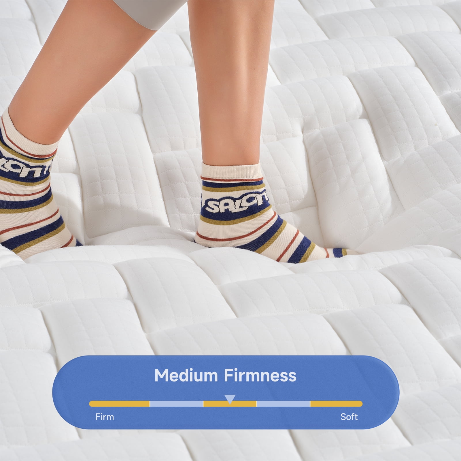 King Size Hybrid Mattress, Z-HOM Classic 10 inch Foam Euro Top Mattress, 5-Zone Pocket Spring Support for Back Pain, Medium Firm