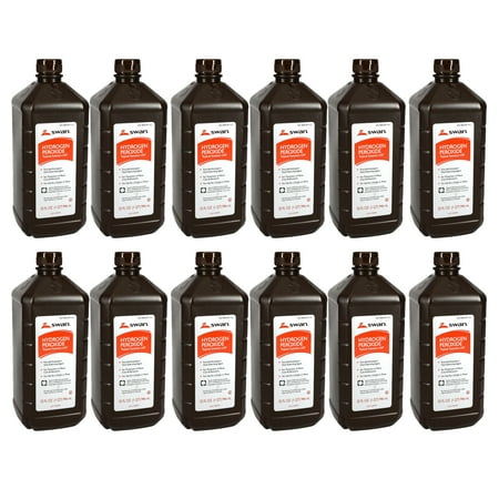 (12) Swan Hydrogen Peroxide 3% Topical Solution USP 32Oz First Aid Antiseptic for Treatment of Minor Cuts Abrasions Healthcare Oral Rinse for Home School Office Medical Kit & CUSTOM Storage Carrier