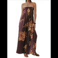 thumbnail image 1 of Vestido Maxi Floral para Mujer, Sin Mangas, Espalda Descubierta, Corte A, , Fluido, con Espalda Hueca y Tirantes Finos Marrón L, 1 of 8