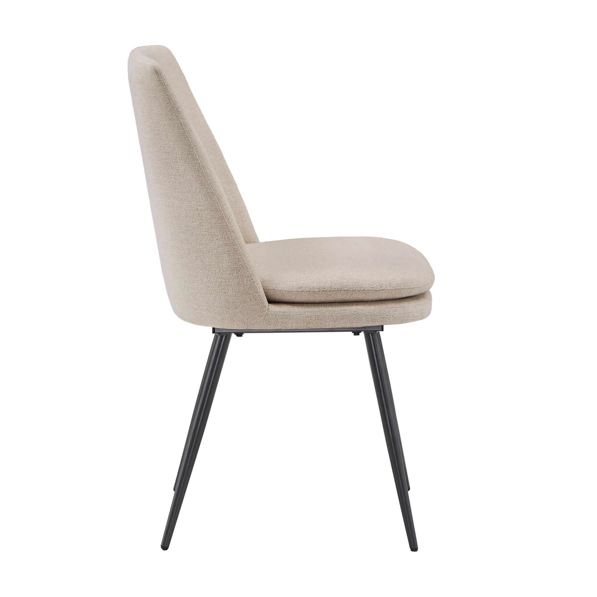 Weston Home Aurthur Upholstered Dining Chairs, Set of 2, Beige Chenille Fabric, Black Legs