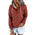 thumbnail image 2 of lmcalzta Hoodies for Women Button down Fleece Casual Sweatshirts Fall Winter Solid Comfy Long Sleeve Pullover, 2 of 6