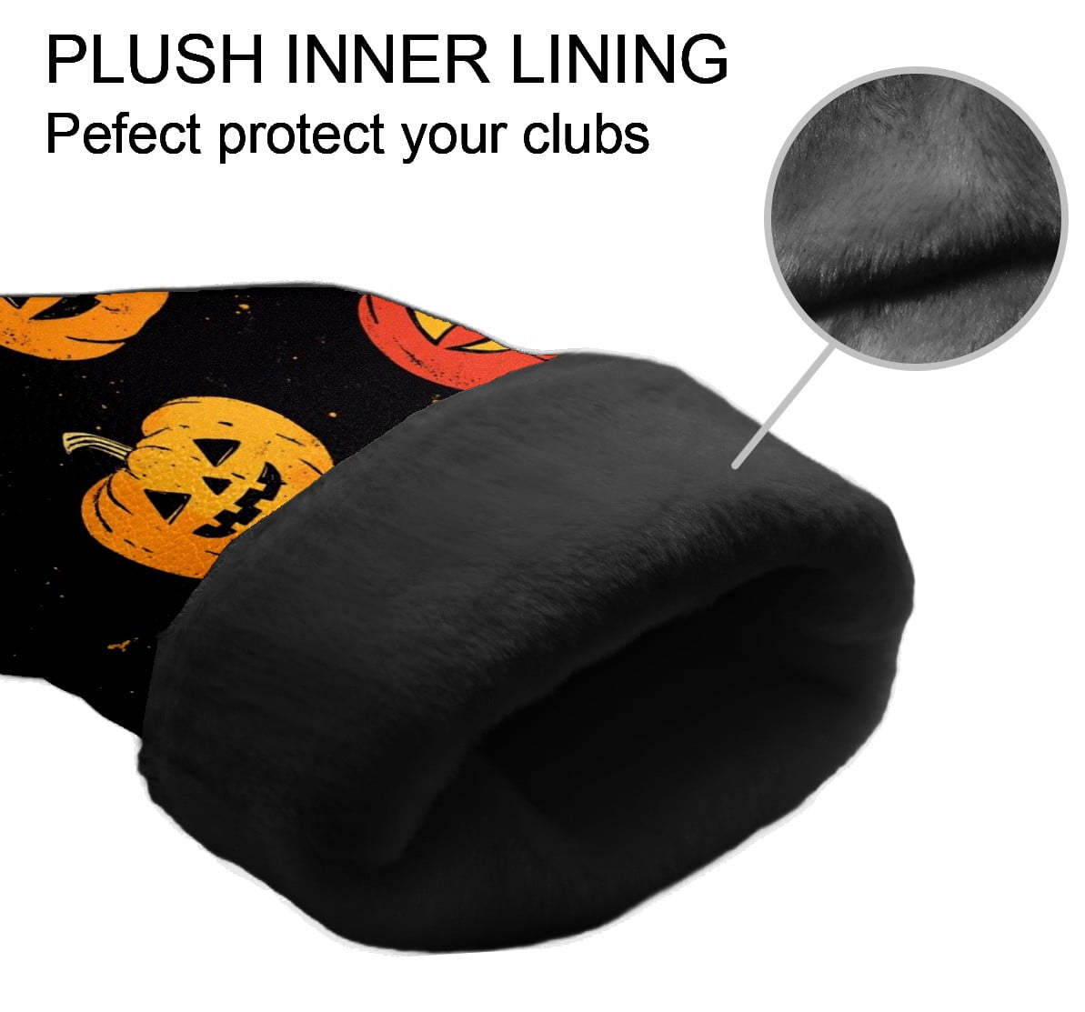Golf Club Covers PU Leather Waterproof Head Covers for Fairway Woods Hybrids Halloween Pumpkin Pattern Unisex Fits Most Brands