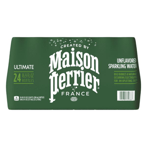 Maison Perrier Ultimate Sparkling Water – 16.9 fl oz Bottles (Pack of 24) – Unflavored, Zero Calories, Bottled in France