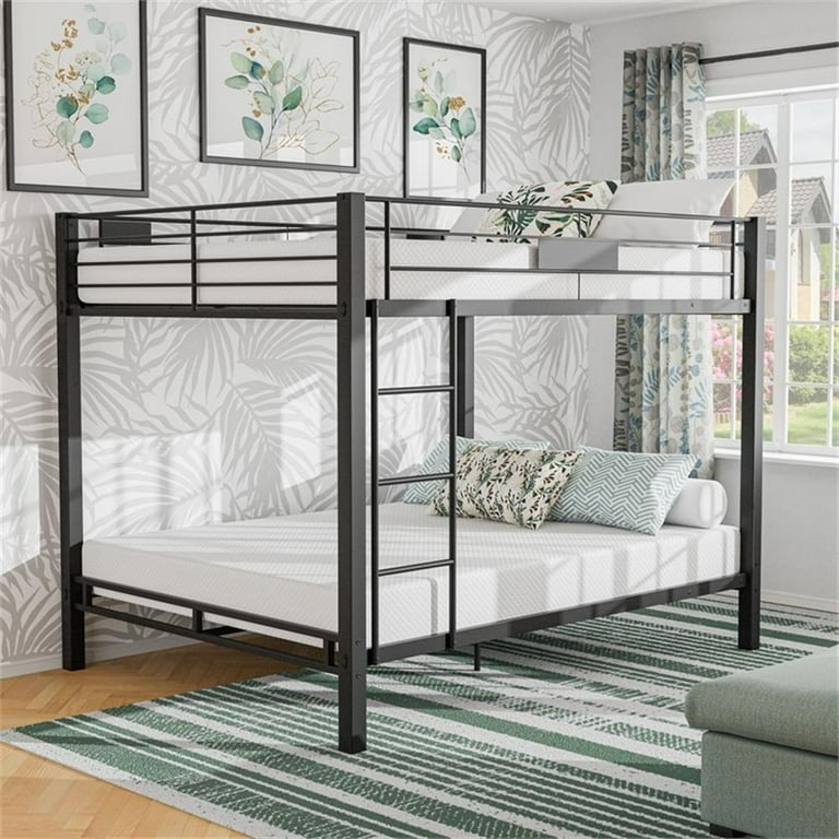 Furniture of America Rivell Metal Queen over Queen Bunk Bed in Black Walmart