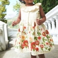 thumbnail image 2 of Robe Fille Enfants Tout-Petits Été Coton Dentelle Manches Courtes Robe Midi Décontractée Beige 6 Ans-7 Ans, 2 of 5