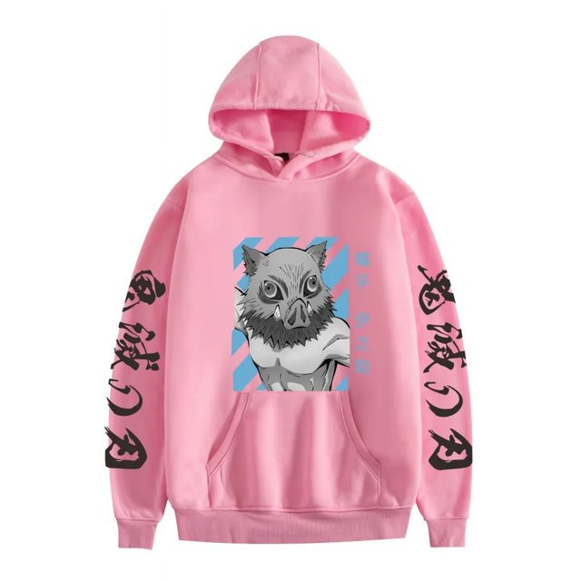 Demon Slayer Inosuke Hashibira sudaderas con capucha Anime Kimetsu no Yaiba con capucha lindo Kawaii Sudadera con capucha de gran tamaño Tops hombres mujeres sudaderas
