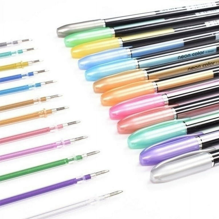 HOTBEST 48 Pcs Gel Pen Set Glitter Colouring, Neon, Metallic and Classic  Shades Art Marker Unique Gel Pen for Painting, Colouring Pens, Lettering 