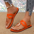thumbnail image 3 of Dakaela Flip Flops for Women Comfortable Thong Flat Sandals Summer Dress Beach Walking Shoes Orange 7.5, 3 of 5