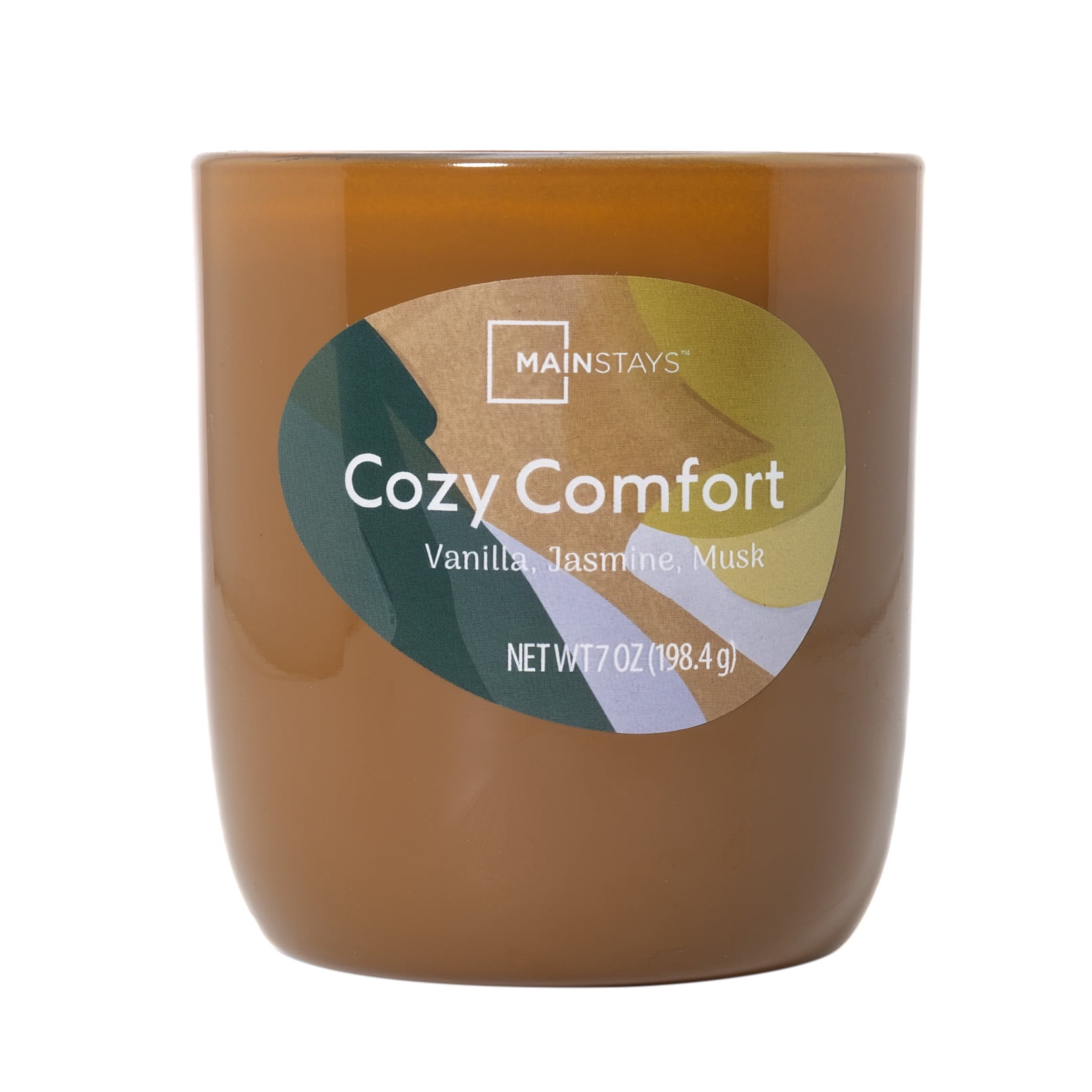 Mainstays Cozy Comfort 1-Wick Glossy Glass Candle, 7 oz