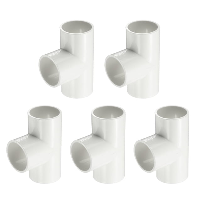 Uxcell 5Pcs 1.2" Tee 3 Vías Conectores de Tubo, Accesorios de Esquina para Estructura de Soporte de Estante, Blanco