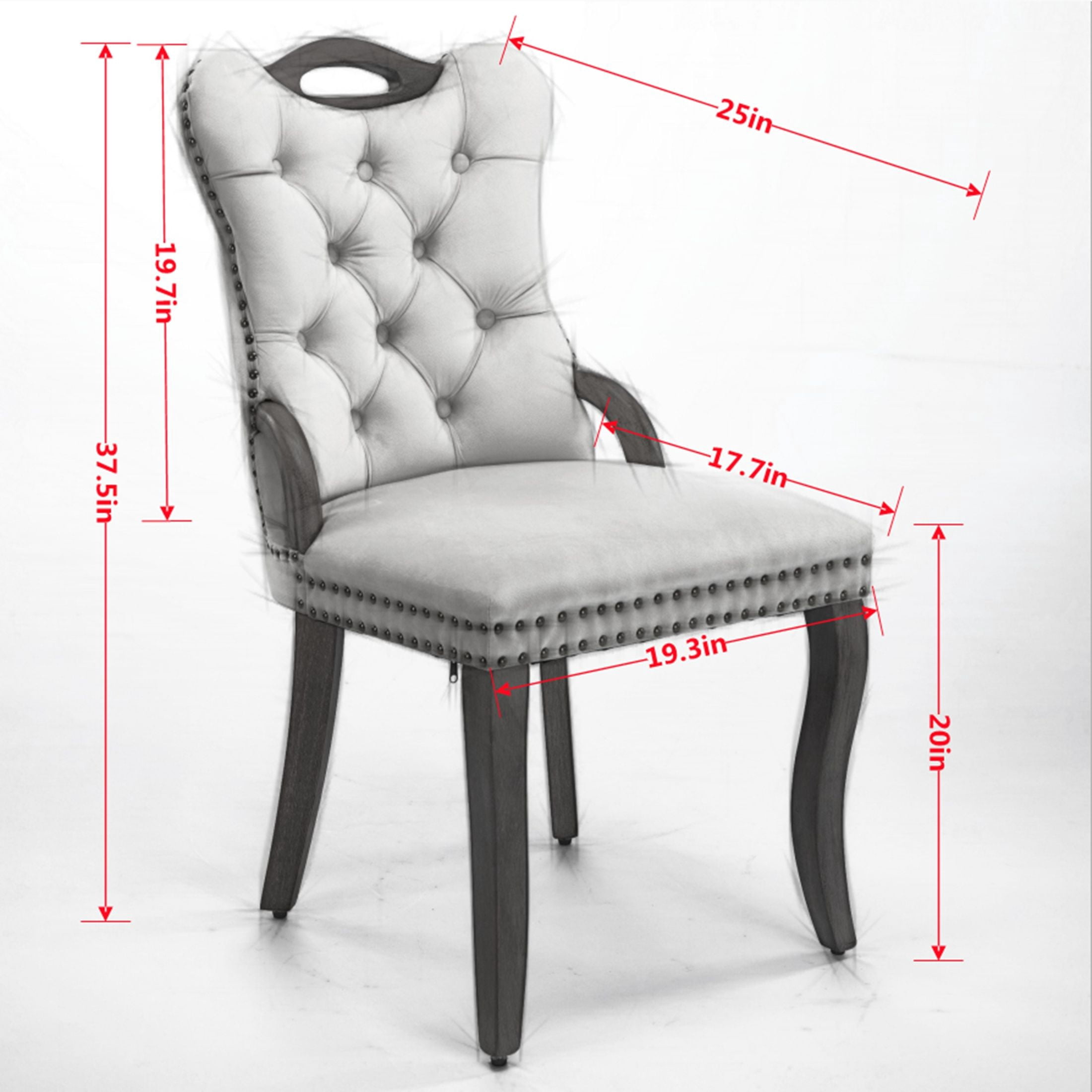 Noble House Set of 2 Dining Chairs with Tufted Velvet Upholstery, Copper Nailhead Trim, Beige