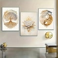 thumbnail image 4 of 3pcs Art Deco Canvas Posters - Modern Tree of Life & Lotus Flower Prints for Living Room, Bedroom - Indoor Frameless Oil Painting Wall Art, Portrait Orientation, 4 of 4