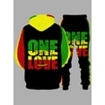 thumbnail image 2 of LovelyWholesale Long Sleeve Hooded Collar One Love Letter Print Men's Tracksuit Set, 2 of 6