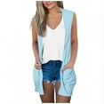thumbnail image 2 of Fznquz Open Front Womens Summer Cardigan Blue Sleeveless Sweater Long Cardigan Lightweight 2025 Womens Clothes with Pockets, 2 of 5
