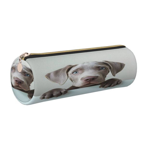 Disketp Adorable Puppy Portrait Estuche Organizador de Lápices de Cuero, Estuche de Oficina con Cremallera para Bolígrafo y Lápiz